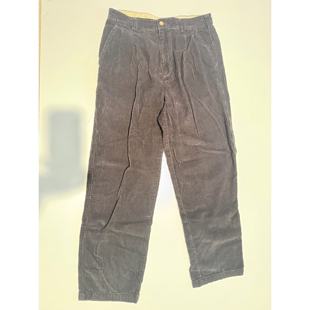 Cambridge Classics Mens Dark Brown Corduroy Pleated Straight‎ Leg Pants